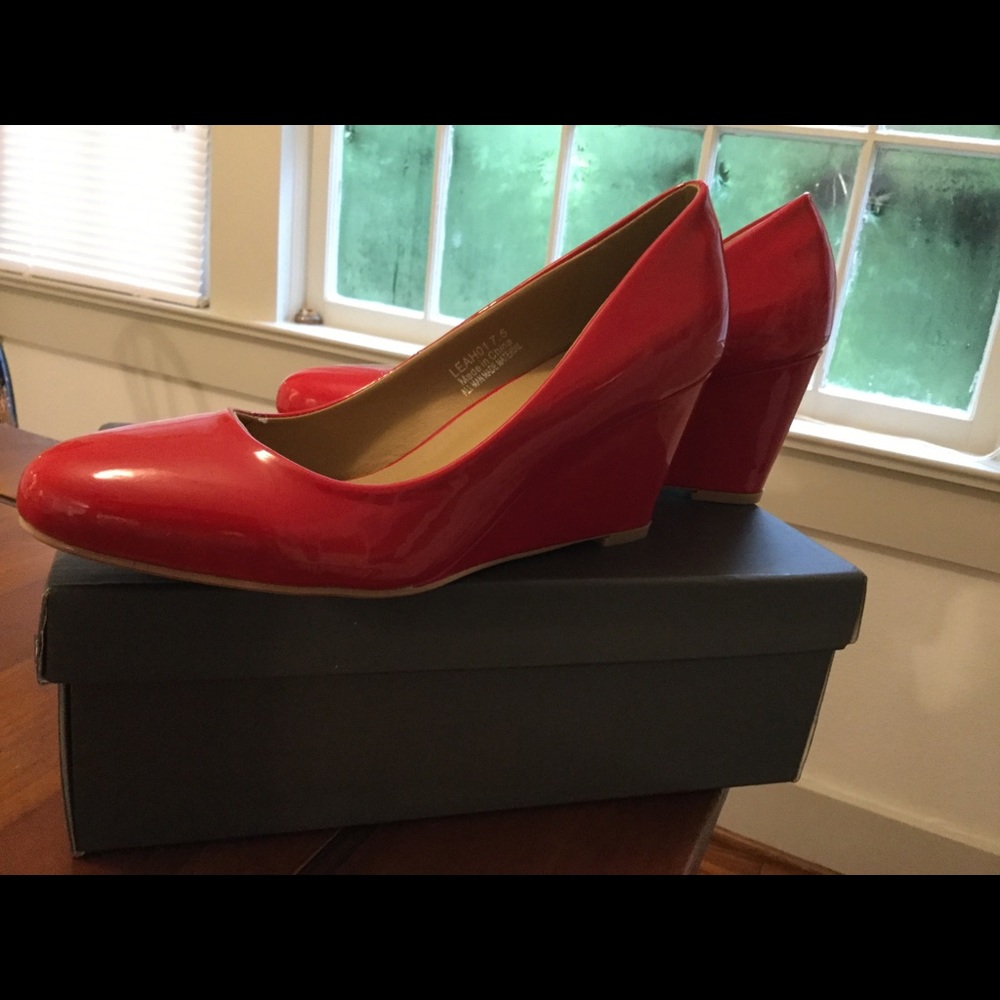 Red Patent Wedges size 8